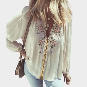 905. Embroidered Cream Blouse